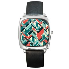 German Synth Stock Music Plaid Square Metal Watch