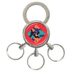 Plaid Red Sign Orange Blue 3-ring Key Chains