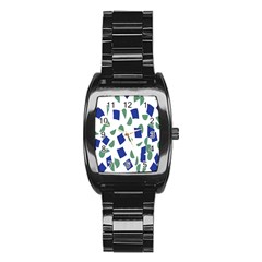 Scatter Geometric Brush Blue Gray Stainless Steel Barrel Watch by Mariart