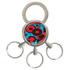 Stancilm Circle Round Plaid Triangle Red Blue Black 3-ring Key Chains