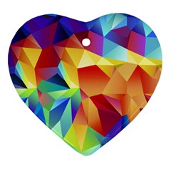 Triangles Space Rainbow Color Heart Ornament (two Sides) by Mariart