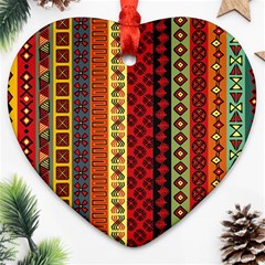 Tribal Grace Colorful Heart Ornament (two Sides) by Mariart