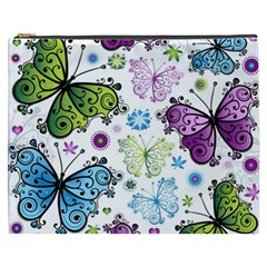 Butterfly Animals Fly Purple Green Blue Polkadot Flower Floral Star Cosmetic Bag (xxxl)  by Mariart