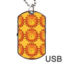 Cute Lion Face Orange Yellow Animals Dog Tag Usb Flash (one Side)