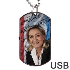 Marine Le Pen Dog Tag Usb Flash (two Sides) by Valentinaart