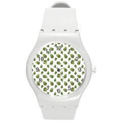 Leaves Motif Nature Pattern Round Plastic Sport Watch (m) by dflcprints