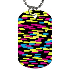 Colorful Strokes On A Black Background             Dog Tag (one Side) by LalyLauraFLM