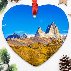 Snowy Andes Mountains, El Chalten, Argentina Heart Ornament (two Sides) by dflcprints