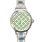 Floral Collage Pattern Round Italian Charm Watch Front