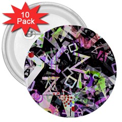 Chaos With Letters Black Multicolored 3  Buttons (10 Pack)  by EDDArt