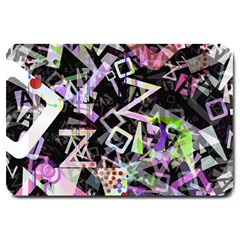 Chaos With Letters Black Multicolored Large Doormat  by EDDArt