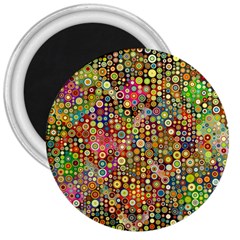 Multicolored Retro Spots Polka Dots Pattern 3  Magnets by EDDArt