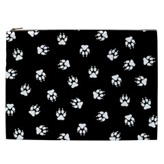 Footprints Dog White Black Cosmetic Bag (xxl)  by EDDArt