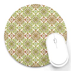 Colorful Stylized Floral Boho Round Mousepads by dflcprints