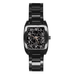 Skulls Pattern Stainless Steel Barrel Watch