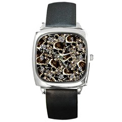 Skull Pattern Square Metal Watch