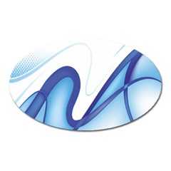 Glittering Abstract Lines Blue Wave Chefron Oval Magnet by Mariart