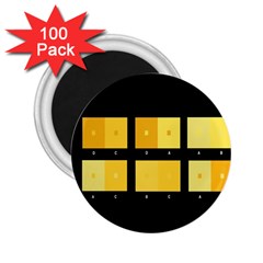 Horizontal Color Scheme Plaid Black Yellow 2 25  Magnets (100 Pack)  by Mariart