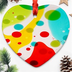 Polkadot Color Rainbow Red Blue Yellow Green Ornament (heart)