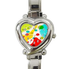 Polkadot Color Rainbow Red Blue Yellow Green Heart Italian Charm Watch by Mariart