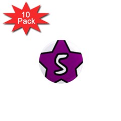 Star Five Purple White 1  Mini Magnet (10 Pack)  by Mariart