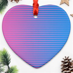 Turquoise Pink Stripe Light Blue Ornament (heart)