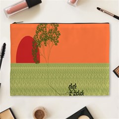 Sunset Orange Green Tree Sun Red Polka Cosmetic Bag (xl) by Mariart