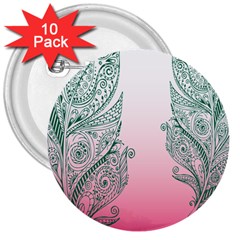 Toggle The Widget Bar Leaf Green Pink 3  Buttons (10 Pack) 