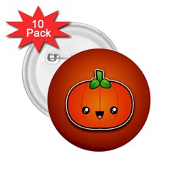 Simple Orange Pumpkin Cute Halloween 2 25  Buttons (10 Pack)  by Nexatart