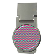 Retro Pattern Zig Zag Money Clips (round)  by Nexatart