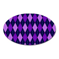 Static Argyle Pattern Blue Purple Oval Magnet by Nexatart