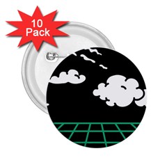 Illustration Cloud Line White Green Black Spot Polka 2 25  Buttons (10 Pack) 