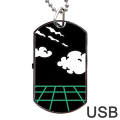 Illustration Cloud Line White Green Black Spot Polka Dog Tag Usb Flash (one Side) by Mariart