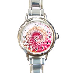 Hple Plaid Chevron Pink Red Round Italian Charm Watch by Mariart