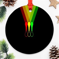 Lamp Colors Green Yellow Red Black Ornament (round)