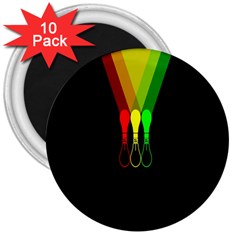 Lamp Colors Green Yellow Red Black 3  Magnets (10 Pack)  by Mariart