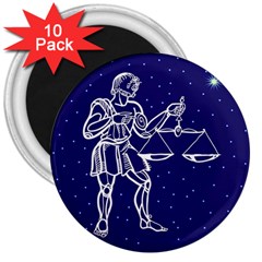 Libra Zodiac Star 3  Magnets (10 Pack)  by Mariart