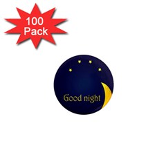 Star Moon Good Night Blue Sky Yellow Light 1  Mini Magnets (100 Pack) 