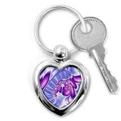 Space Stone Purple Silver Wave Chevron Key Chains (heart) 