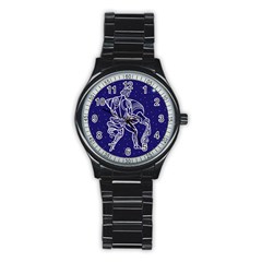 Aquarius Zodiac Star Stainless Steel Round Watch