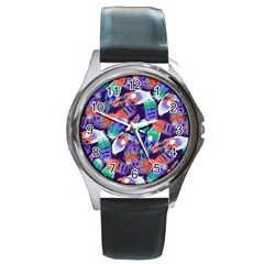 Bird Feathers Color Rainbow Animals Fly Round Metal Watch