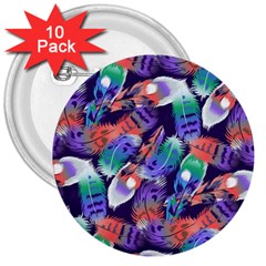 Bird Feathers Color Rainbow Animals Fly 3  Buttons (10 Pack) 