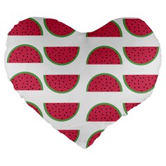 Watermelon Pattern Large 19  Premium Heart Shape Cushions by Nexatart