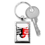 Face Mask Red Black Plaid Triangle Wave Chevron Key Chains (Rectangle)  Front