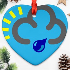 Light Rain Shower Cloud Sun Yellow Blue Sky Heart Ornament (two Sides) by Mariart