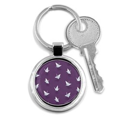 Goose Swan Animals Birl Origami Papper White Purple Key Chains (round)  by Mariart