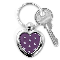 Goose Swan Animals Birl Origami Papper White Purple Key Chains (heart) 