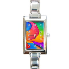 Paint Rainbow Color Blue Red Green Blue Purple Rectangle Italian Charm Watch