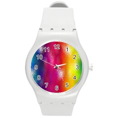 Color Glass Rainbow Green Yellow Gold Pink Purple Red Blue Round Plastic Sport Watch (m) by Mariart