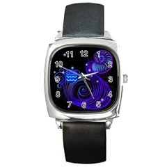 Sign Aquarius Zodiac Square Metal Watch by Mariart